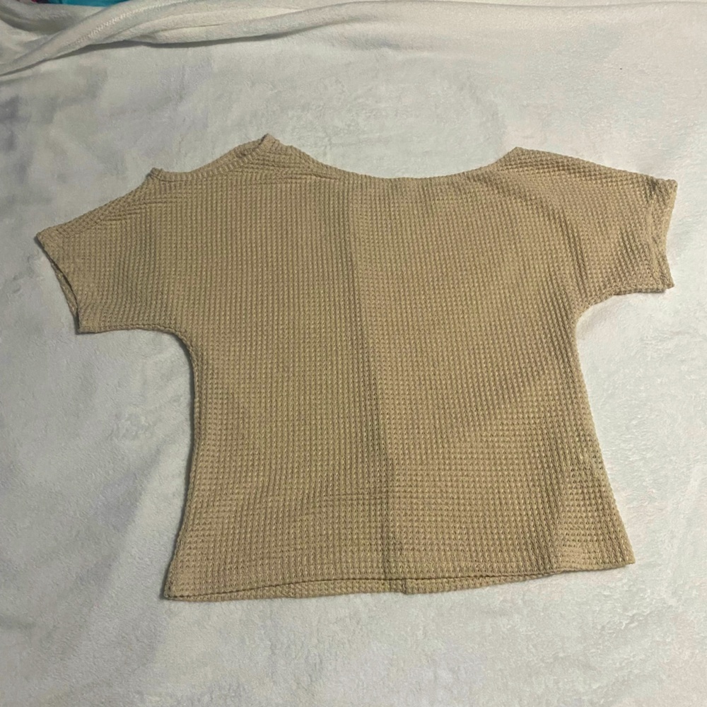 SHEIN Cream Cold Shoulder Waffle Knit Top | Medium